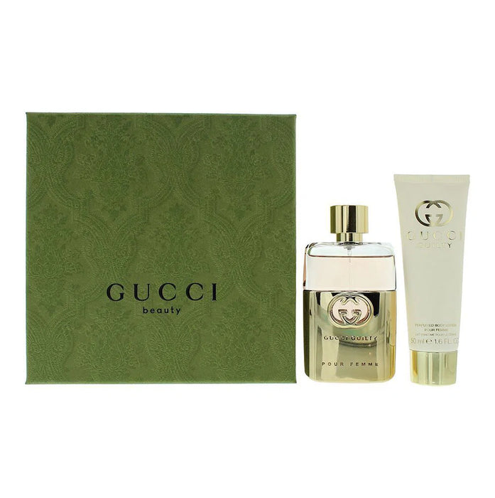 Set Gucci Guilty, pentru femei: apă de parfum 50 ml + loțiune de corp hidratantă 50 ml