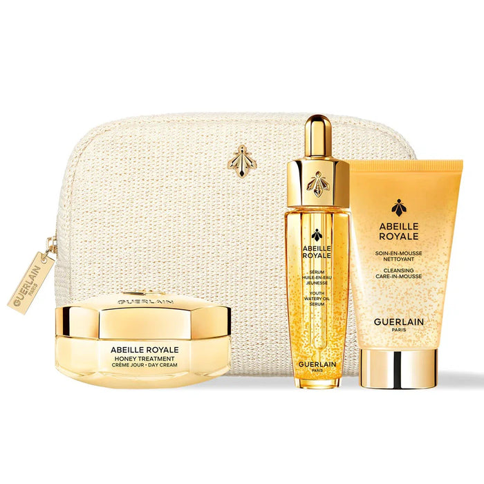 Set cremă de față Guerlain Abeille Royale Honey Treatment + ulei facial + spumă de curățare, 50 ml + 15 ml + 40 ml