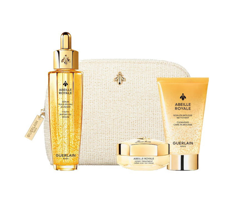 Set Guerlain Abeille Royale: ulei pentru față și gât 50 ml + cremă de zi 15 ml + spumă de curățare 40 ml