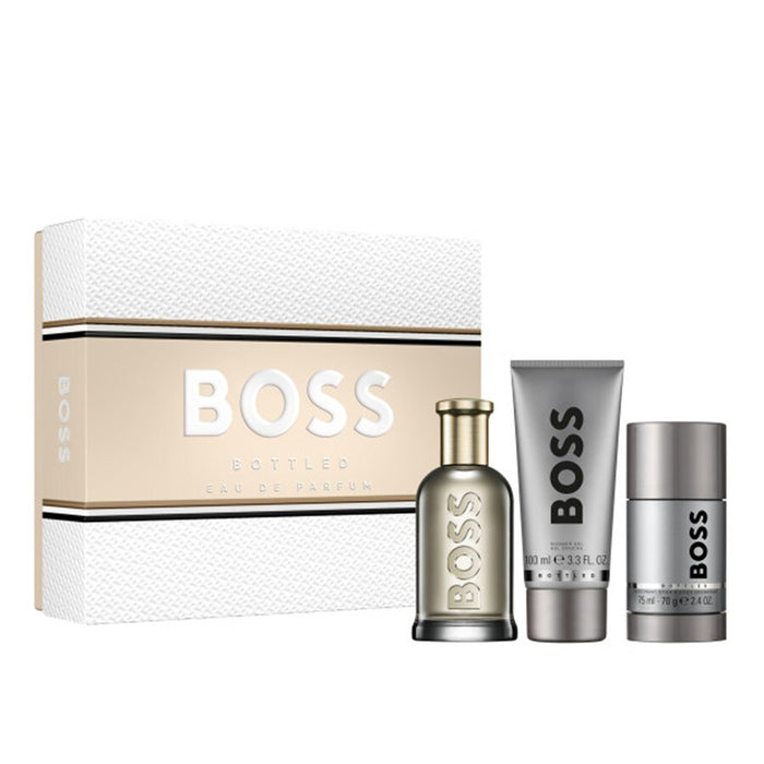 Set Hugo Boss Boss Bottled, pentru bărbați: apă de parfum 100 ml + deodorant spray 150 ml + deodorant stick antiperspirant 75 ml