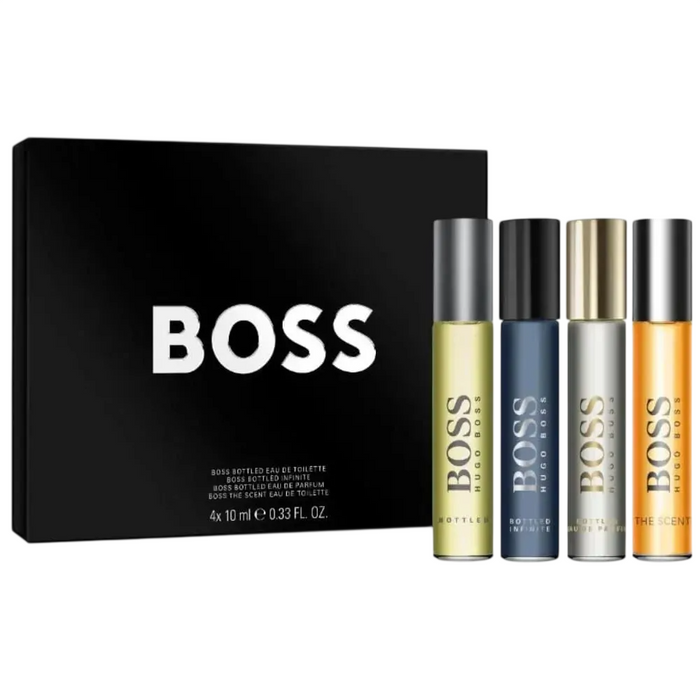 Set Hugo Boss Boss Bottled, pentru bărbați: apă de toaletă 10 ml + Infinite apă de parfum 10 ml + apă de parfum 10 ml + parfum 10 ml
