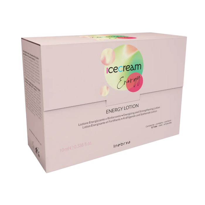 Set de loțiuni pentru păr Inebrya Ice Cream Energy, energizante și fortifiante, 12 x 10 ml