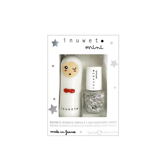 Set balsam de buze Inuwet Bunny Sweety, Pearly White + ojă cu sclipici Silver Dreamer, miniatură, 3,5 g + 5 ml