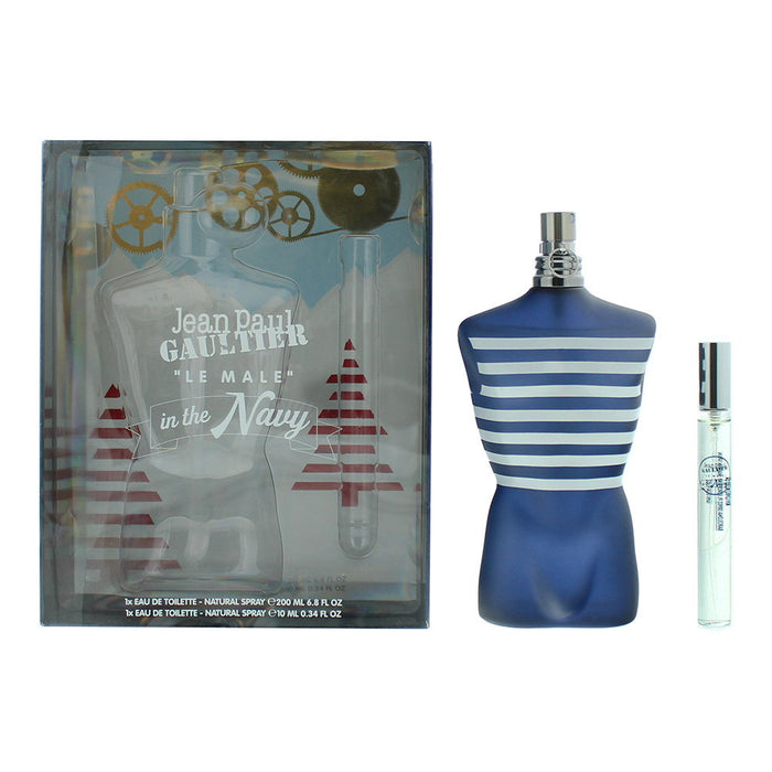Set Jean Paul Gaultier Le Male In The Navy, pentru bărbați: apă de toaletă 125 ml + apă de toaletă 10 ml