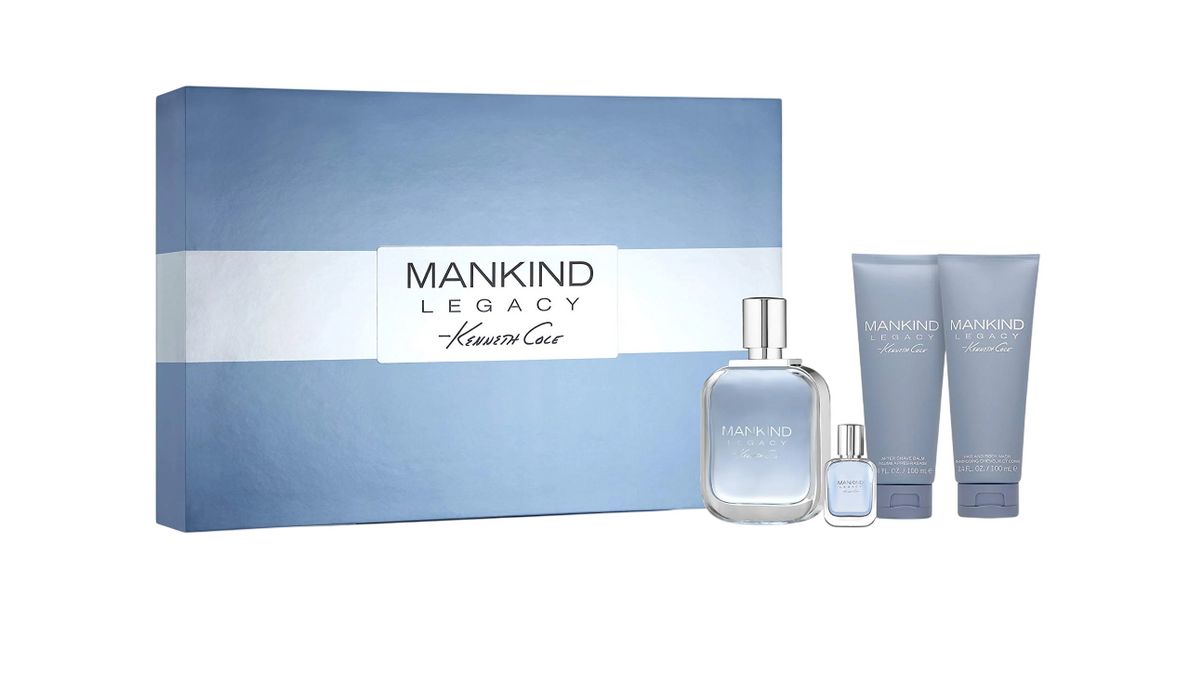 Set Kenneth Cole Mankind Legacy, pentru bărbați: apă de toaletă 100 ml + balsam după ras + gel de duș și șampon 2-în-1 + miniatură 15 ml