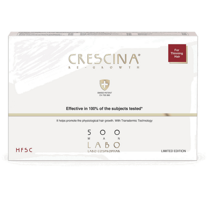 Ser tratament în fiole Labo Cosprophar Suisse Crescina Transdermic HFSC 500, pentru scalp, pentru bărbați, 5 buc., 3,5 ml