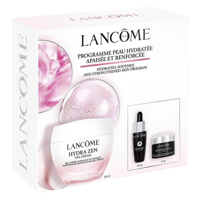 Set Lancome Hydra Zen, cremă-gel de față + ser Advanced Génifique + cremă de ochi Génifique Ultimate, miniatură, 50 ml + 10 ml + 5 ml