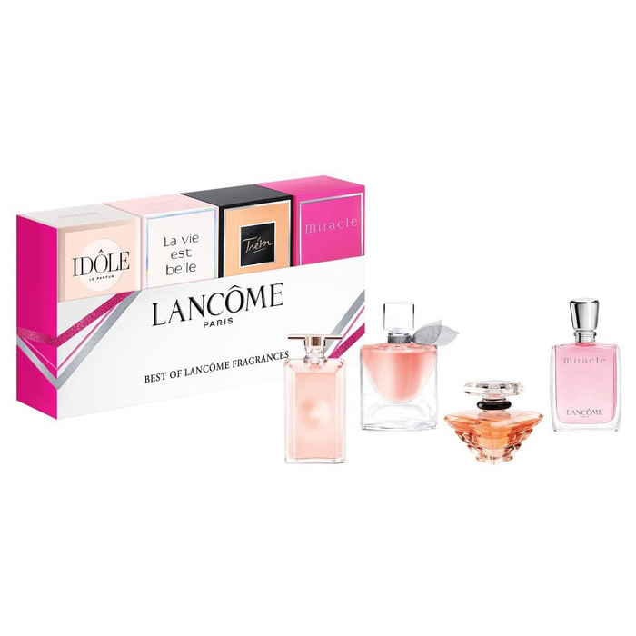 Set apă de parfum Lancome Idole + La Vie Est Belle + Tresor + Miracle, pentru femei, miniaturi, 5 ml + 4 ml + 7,5 ml + 5 ml