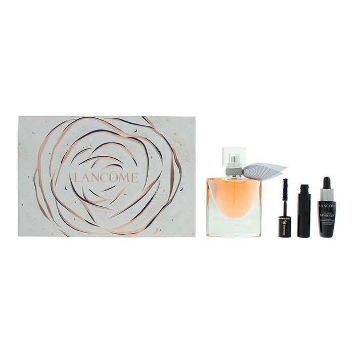 Set Lancome La Vie Est Belle, pentru femei: apă de parfum 30 ml + ser de față Advanced Genifique 10 ml + mascara Hypnose neagră 2 ml