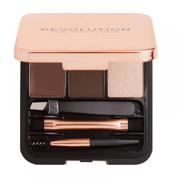 Set pentru sprâncene Makeup Revolution Brow Sculpt, maro închis, 2,2 g
