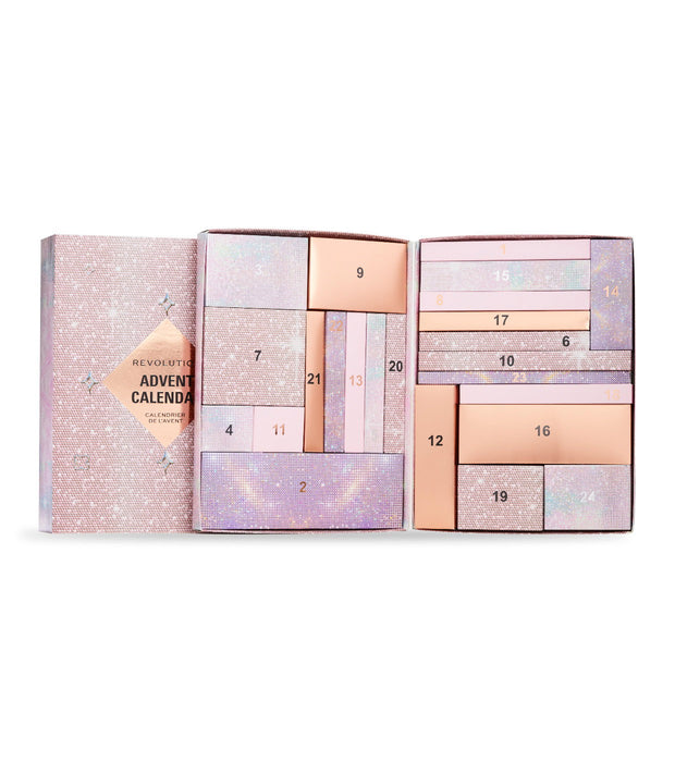 Set de machiaj Makeup Revolution Beauty, calendar de Advent, 24 compartimente