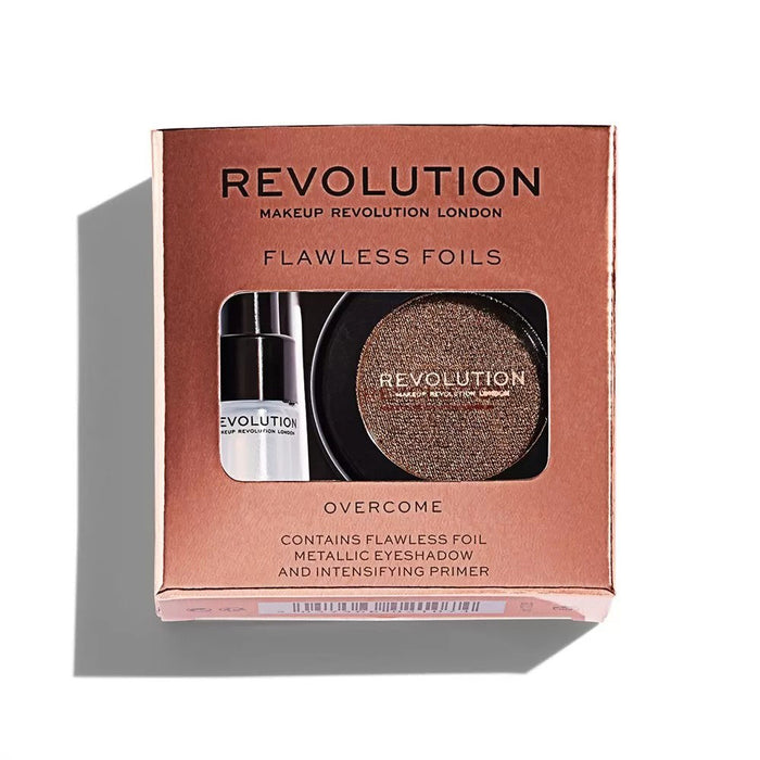 Set Makeup Revolution Flawless Foils Overcome: primer pentru fard + fard de pleoape metalic, 2 ml + 2 g