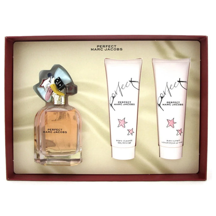 Set Marc Jacobs Perfect, pentru femei: parfum + loțiune de corp 75 ml + gel de duș 75 ml