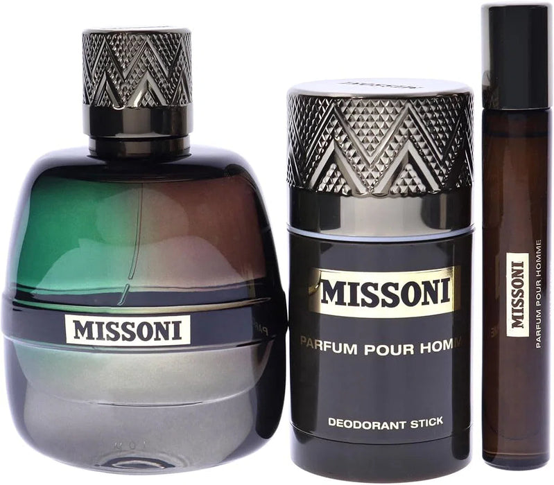 Set Missoni Pour Homme, pentru bărbați: apă de parfum 100 ml + apă de parfum 10 ml + deodorant stick 75 ml