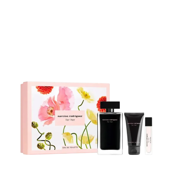 Set Narciso Rodriguez For Her, pentru femei: apă de toaletă 100 ml + apă de toaletă 10 ml + loțiune de corp hidratantă 50 ml
