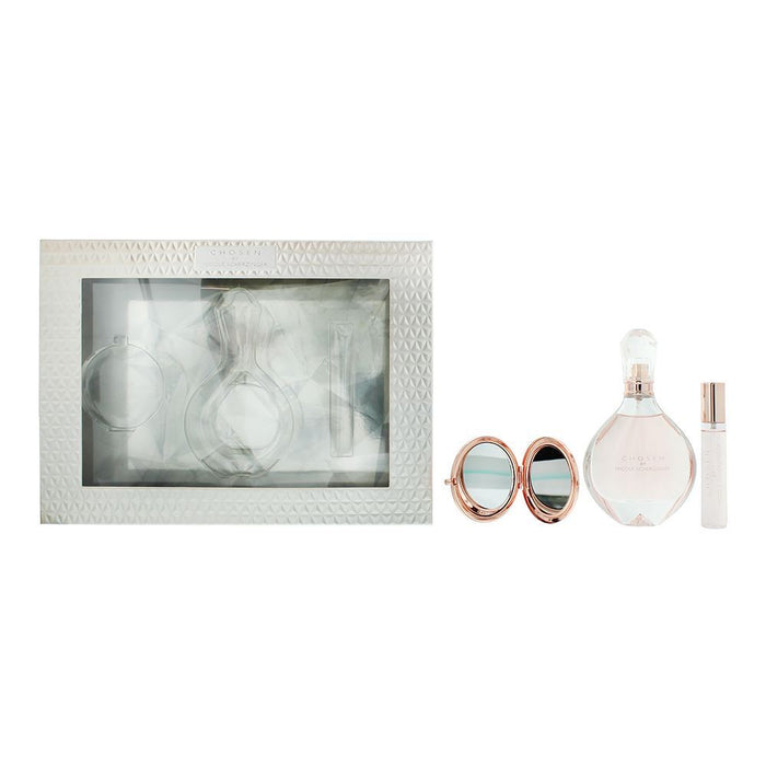 Set Nicole Scherzinger Chosen, pentru femei: apă de parfum 100 ml + apă de parfum 15 ml + oglindă compactă aurie