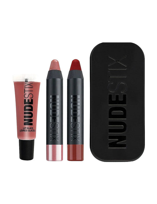 Set de rujuri Nudestix Red Hot Lips Mini Kit Royal, cremoase, nuanțele 04 Nude și Posh, 2 ml + 2,5 ml