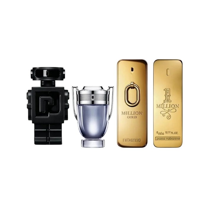 Set Paco Rabanne 1 Million + Million Gold + Invictus + Phantom, pentru bărbați, miniaturi, 4 x 5 ml