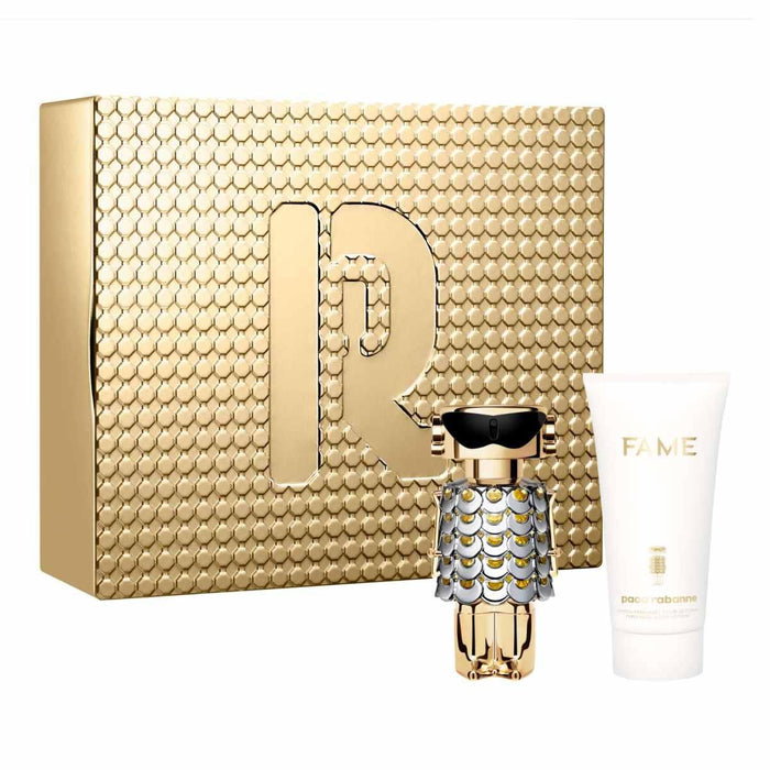 Set Paco Rabanne Fame, pentru femei: apă de parfum 50 ml + loțiune de corp hidratantă 75 ml