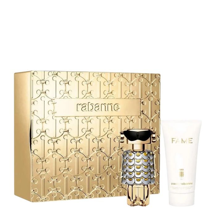 Set Paco Rabanne Fame, pentru femei: apă de parfum 50 ml + loțiune de corp hidratantă 75 ml