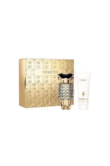 Set Paco Rabanne Fame, pentru femei: apă de parfum 80 ml + loțiune de corp hidratantă 100 ml