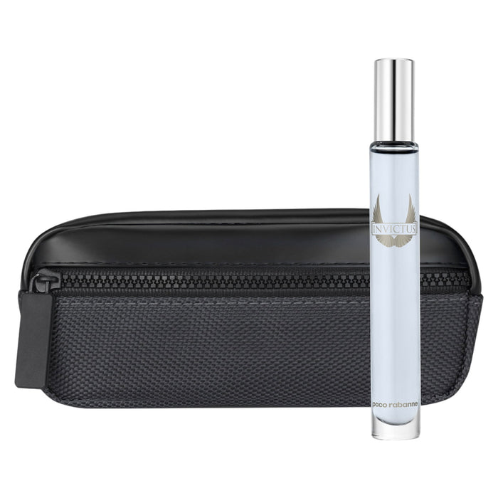 Set Apă de toaletă Paco Rabanne Invictus, pentru bărbați: miniatură 10 ml + geantă de toaletă