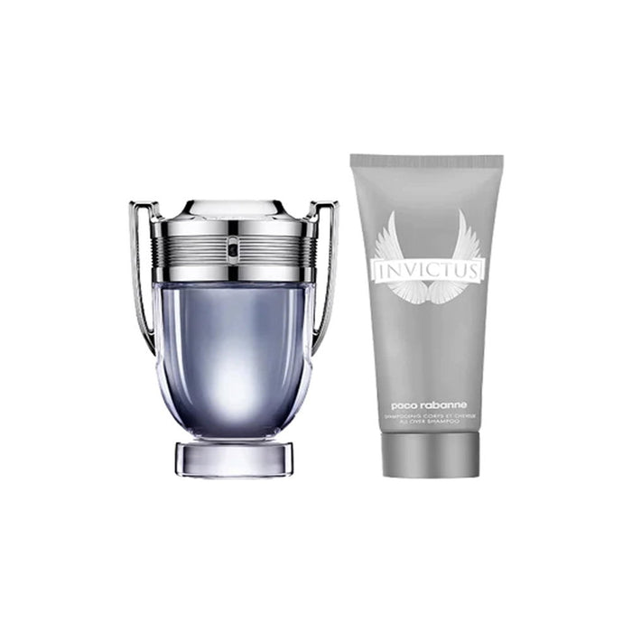 Set Paco Rabanne Invictus: apă de toaletă 100 ml + gel de duș și șampon 2-în-1 100 ml, pentru bărbați