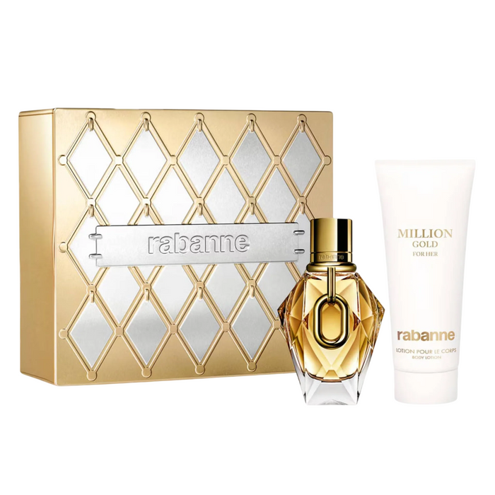 Set Paco Rabanne Million Gold, pentru femei: parfum 50 ml + loțiune de corp hidratantă 100 ml