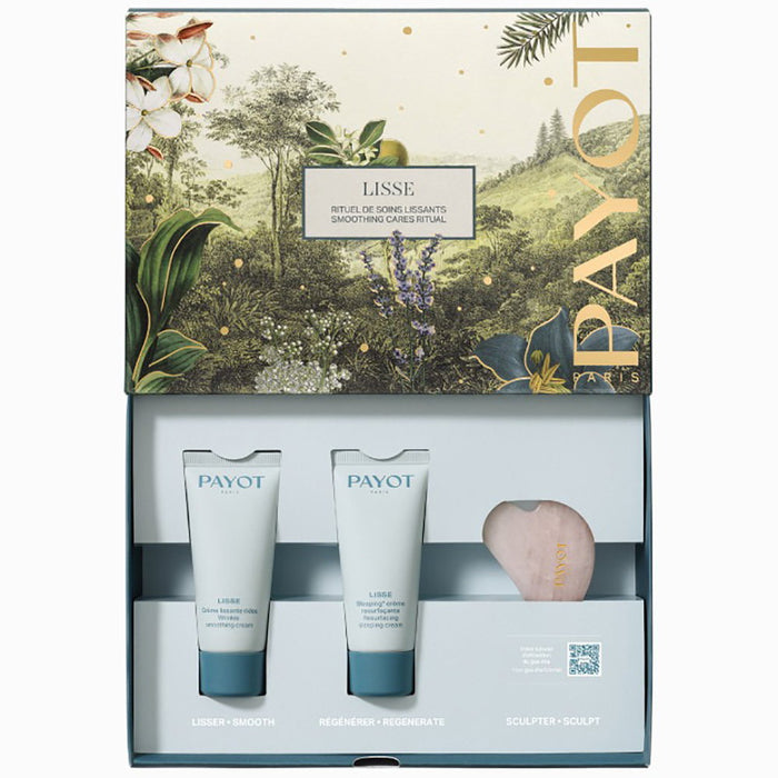 Set Payot Lisse, cremă de noapte pentru retexturizarea pielii 30 ml + cremă pentru netezirea ridurilor 30 ml + piatră Gua Sha