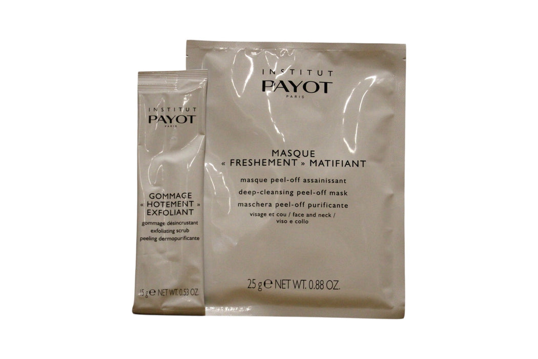 Set mască peel-off Payot Purete Essentielle + gomaj exfoliant, pentru față, 10 buc., 30 g