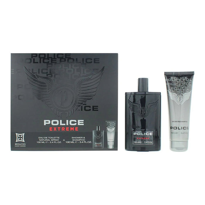 Set Police Extreme, pentru bărbați: apă de toaletă 100 ml + gel de duș și șampon 2-în-1 100 ml
