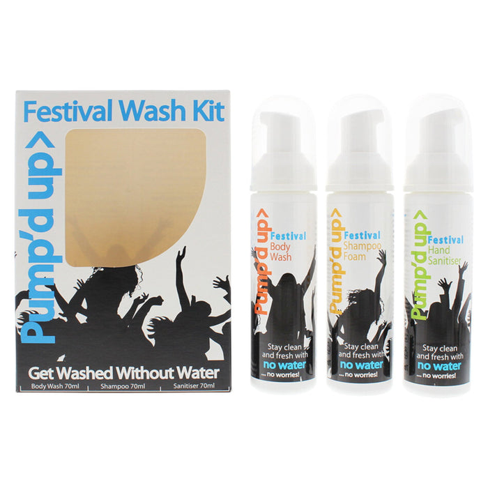 Set Pump'D Up Festival: gel de duș 70 ml + spumă de șampon 70 ml + gel igienizant pentru mâini 70 ml