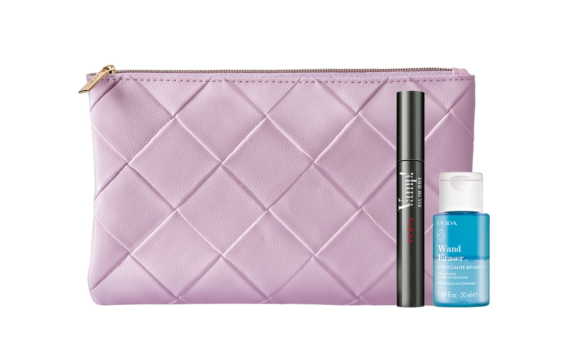 Set Pupa Wand Eraser, toner de curățare 50 ml + mascara Vamp!, curbare, nuanța 101 Extra Black, 9 ml