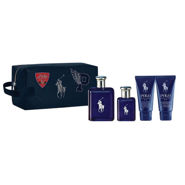 Set Ralph Lauren Polo Blue, pentru bărbați: apă de toaletă 125 ml + 40 ml + gel de duș și șampon 2 în 1 50 ml + balsam după bărbierit 50 ml