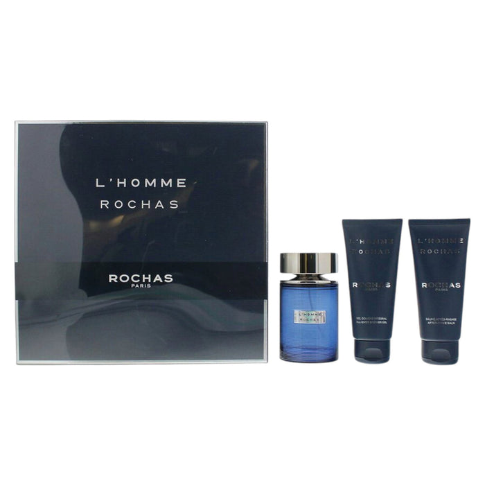 Set Rochas L'Homme Rochas, pentru bărbați: apă de toaletă 100 ml + gel de duș 100 ml + balsam după bărbierit 100 ml