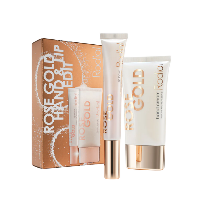 Set Rodial Rose Gold: cremă de mâini rejuvenantă 40 ml + balsam de buze 10 ml