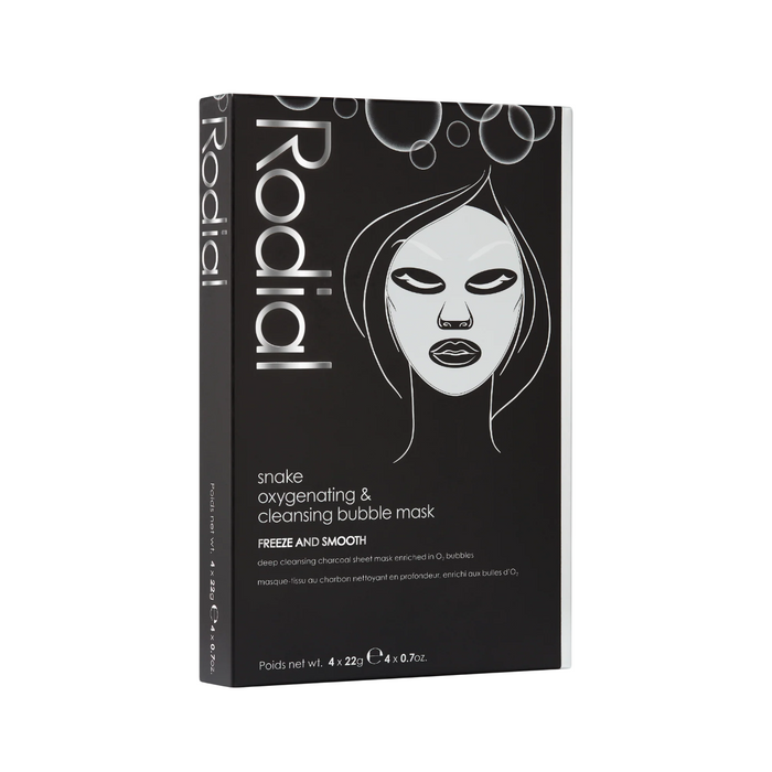 Set de măști faciale Rodial Snake, de curățare și oxigenare, tip bubble, 4 buc, 22 g
