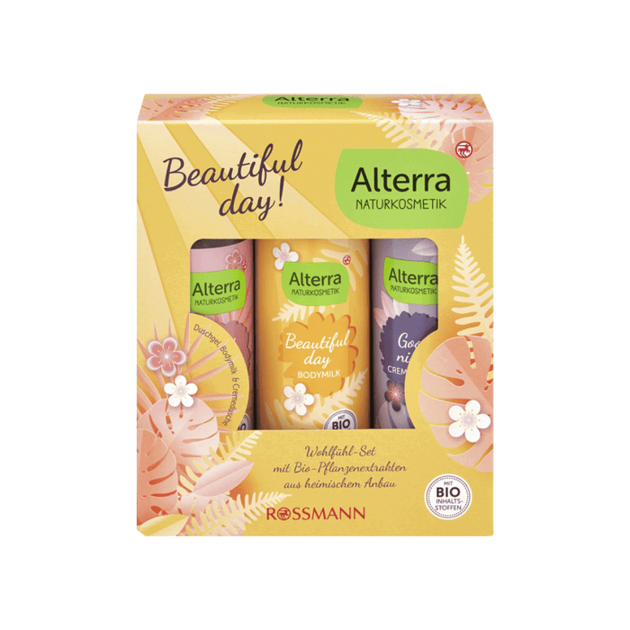 Set Rossmann Alterra Beautiful day, gel de duș + cremă de duș + lapte de corp, 3 x 150 ml, tester