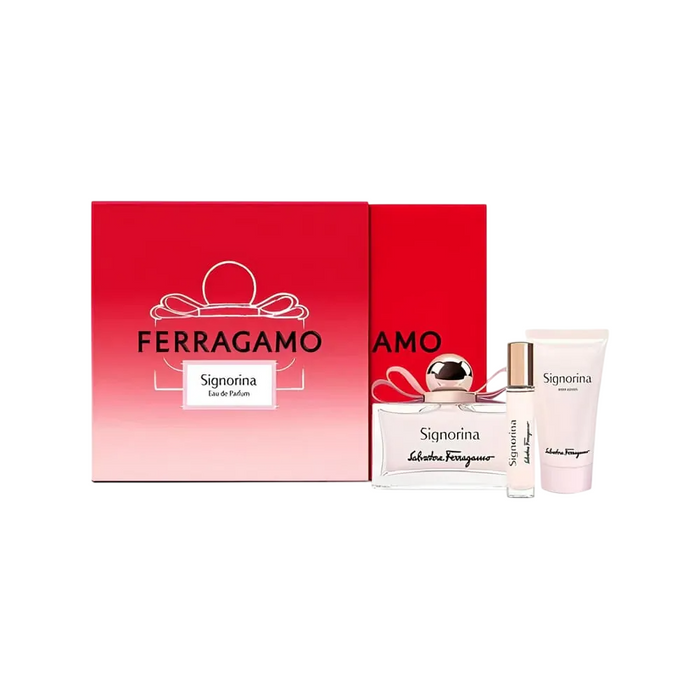 Set Salvatore Ferragamo Signorina, pentru femei: apă de parfum 100 ml + apă de parfum 10 ml + lapte de corp hidratant 50 ml