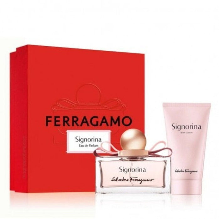 Set Salvatore Ferragamo Signorina, pentru femei: apă de parfum 50 ml + loțiune de corp 50 ml