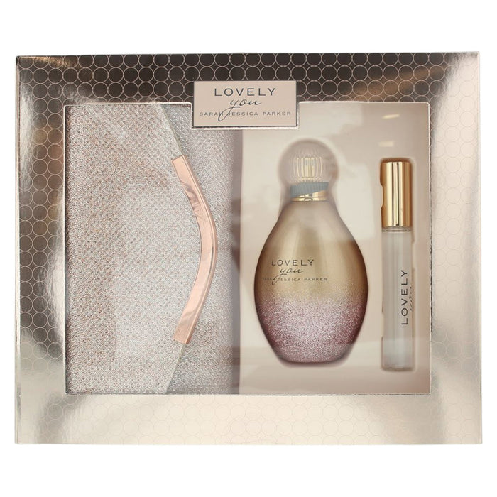 Set Sarah Jessica Parker Lovely You, pentru femei: apă de parfum 100 ml + apă de parfum 10 ml + geantă