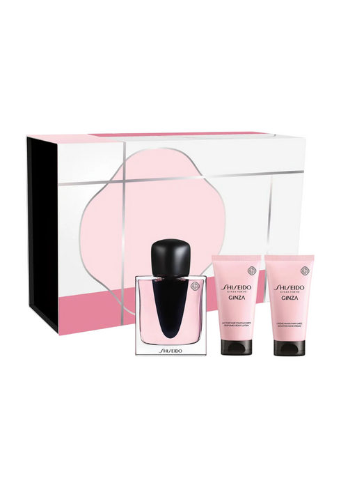 Set Shiseido Ginza, pentru femei: apă de parfum 50 ml + loțiune de corp 50 ml + cremă de mâini 50 ml