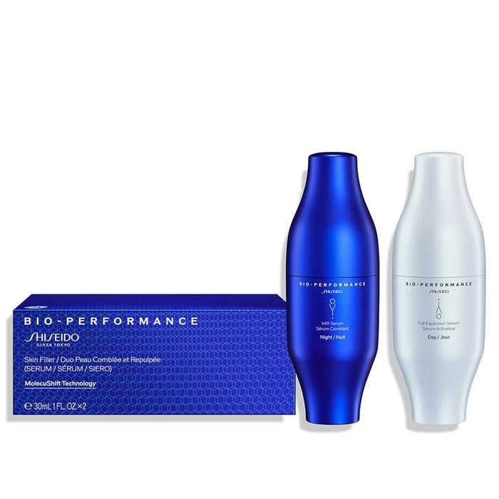 Set seruri de față Shiseido Bio-Performance Infill + Full Expansion, antiîmbătrânire, de zi și de noapte, 2 x 30 ml