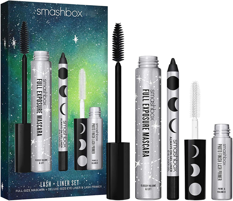 Set Smashbox Full Exposure Mascara, neagră, waterproof, 9,56 ml + Photo Finish Eyelash Primer 4 ml + Always On Gel Pencil Eyeliner, Brewed, 1,2 g