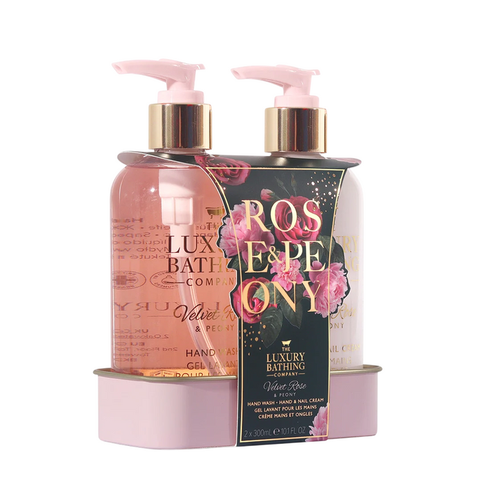 Set The Luxury Bathing Company Velvet Rose & Peony: cremă de mâini 300 ml + săpun lichid 300 ml