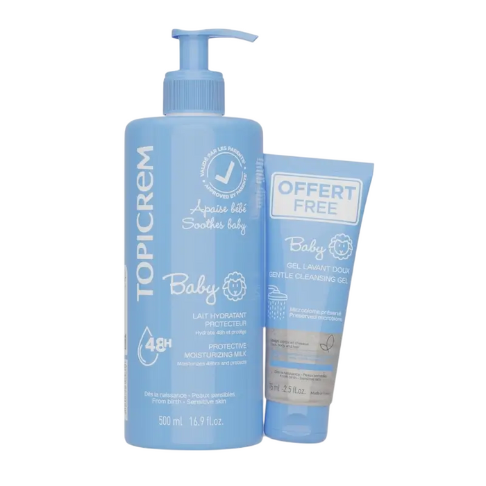 Set Topicrem Baby, lapte de corp hidratant 500 ml + gel de duș delicat 75 ml