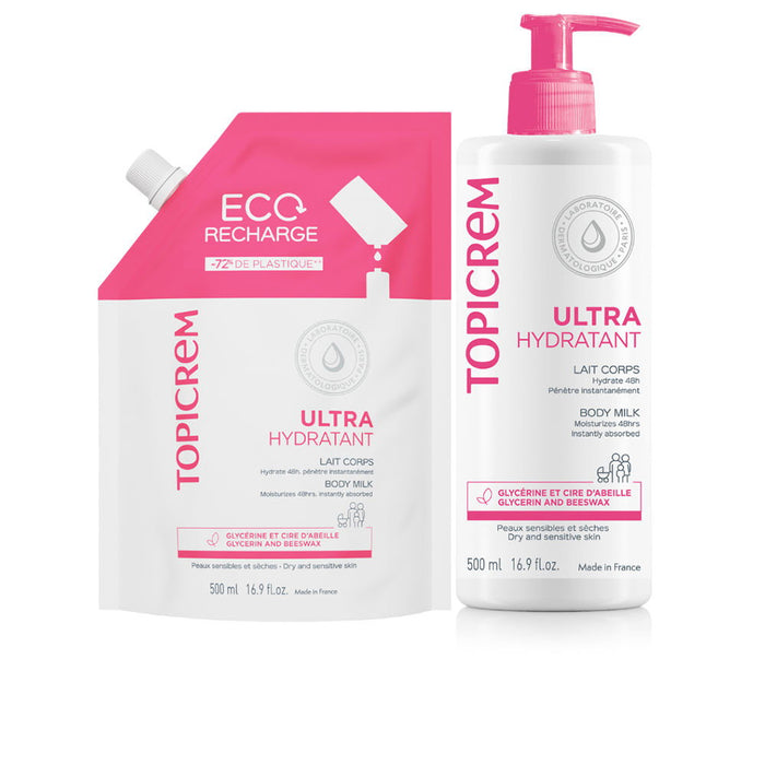 Set lapte de corp Topicrem Ultra Hydratant: lapte de corp 500 ml + rezervă 500 ml