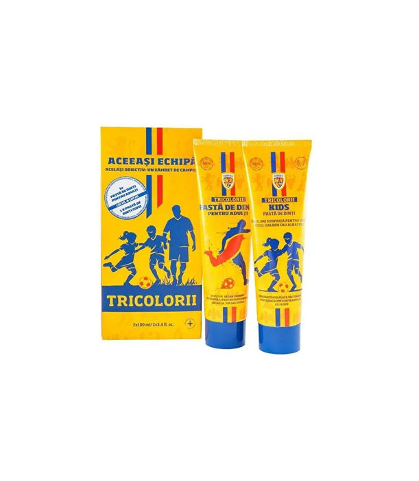 Set pastă de dinți Tricolorii Stain Protection 100 ml + Tricolorii Kids Whitening 100 ml