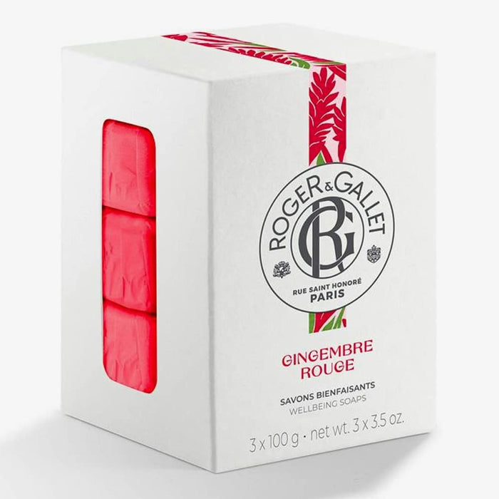 Set săpun Roger & Gallet Gingembre Rouge, 3 bucăți, 100 g fiecare