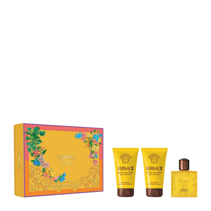 Set Versace Eros Energy, pentru bărbați: apă de parfum 50 ml + gel de duș 50 ml + balsam după bărbierit 50 ml
